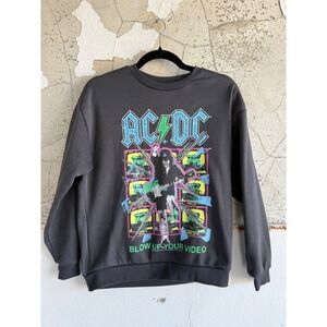 ACDC Sweatshirt Blow Up Your Video Graphic Rock Band Oversize Pullover Womens XS